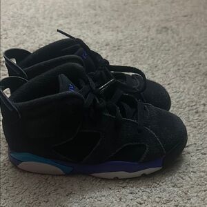 Jordan kids 
Kids Black and Blue Shoes